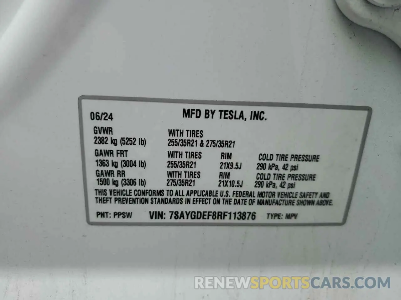 15 fotografías del automóvil dañado 7SAYGDEF8RF113876 TESLA MODEL Y 2024