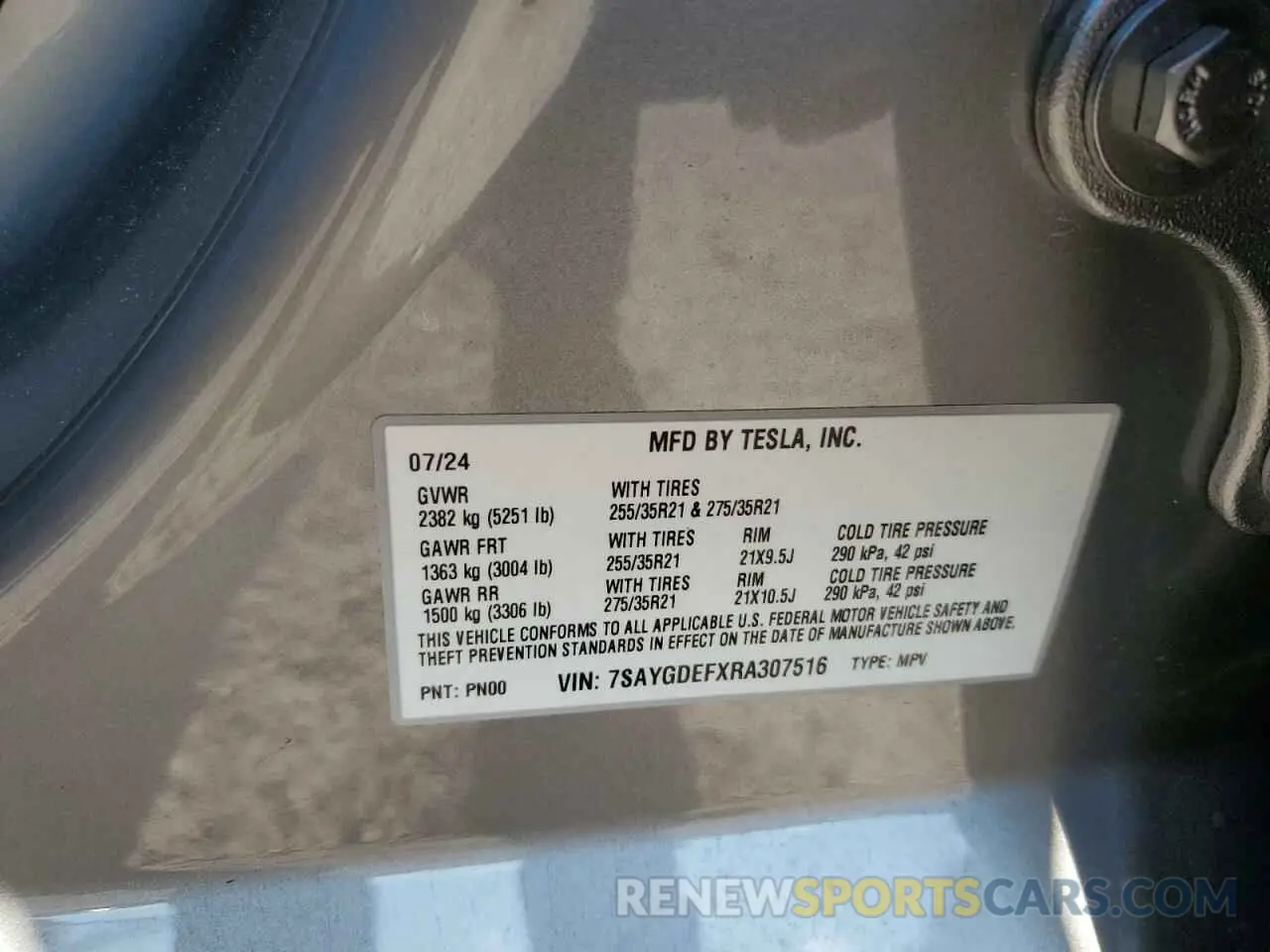 12 fotografías del automóvil dañado 7SAYGDEFXRA307516 TESLA MODEL Y 2024