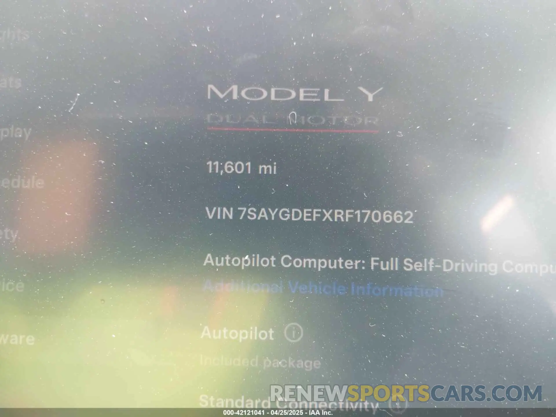 7 fotografías del automóvil dañado 7SAYGDEFXRF170662 TESLA MODEL Y 2024