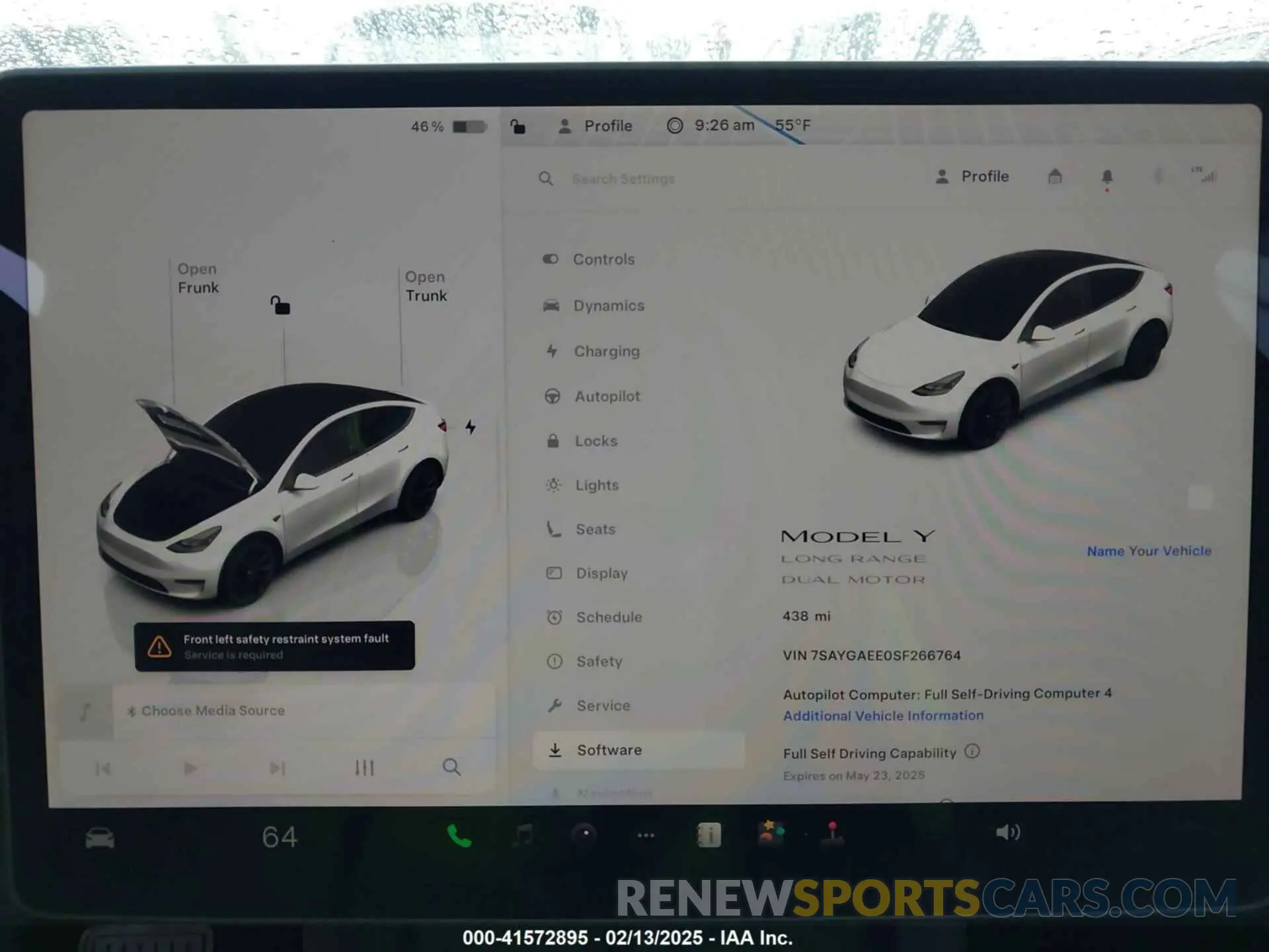 7 fotografías del automóvil dañado 7SAYGAEE0SF266764 TESLA MODEL Y 2025