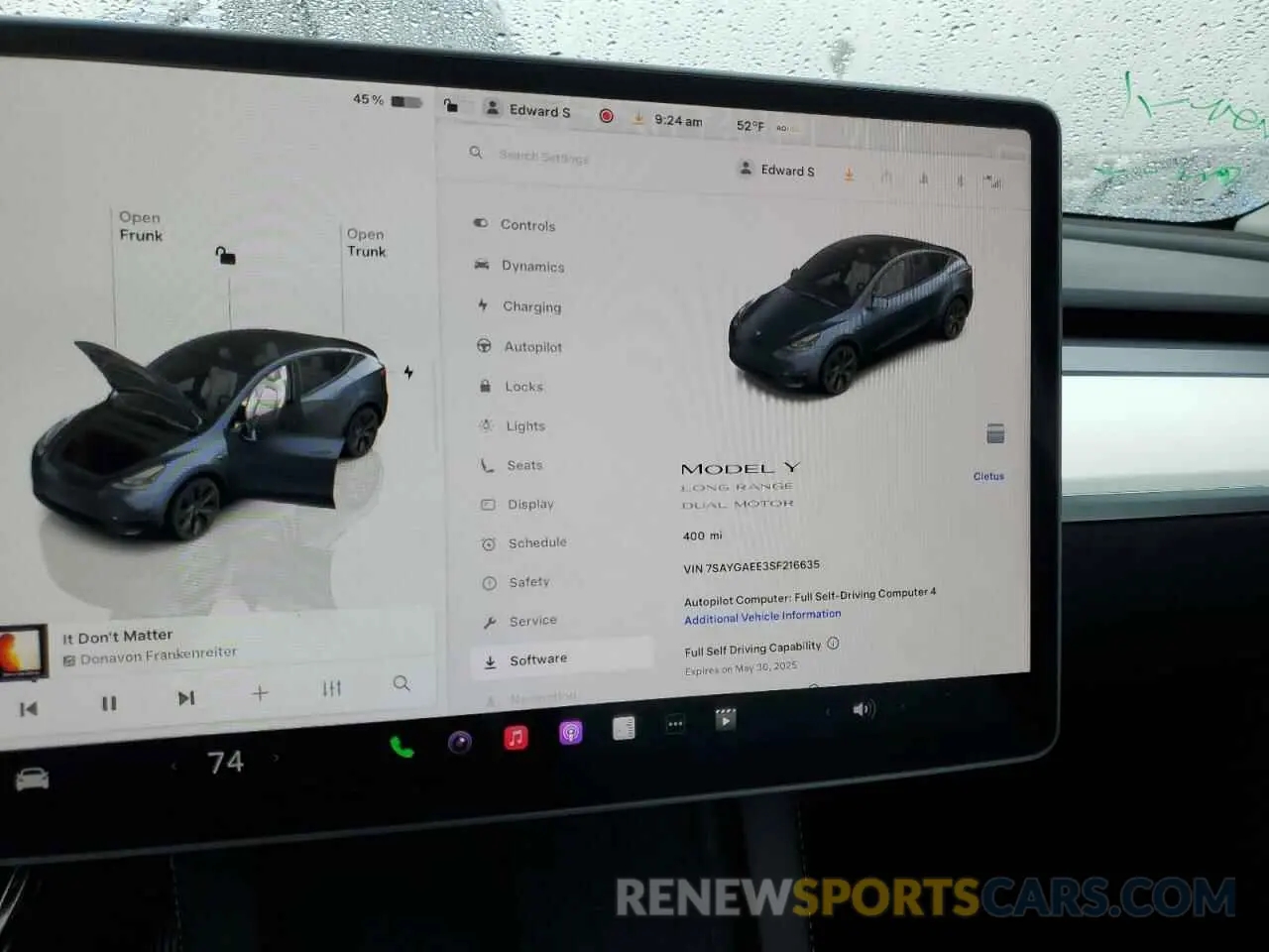 9 fotografías del automóvil dañado 7SAYGAEE3SF216635 TESLA MODEL Y 2025