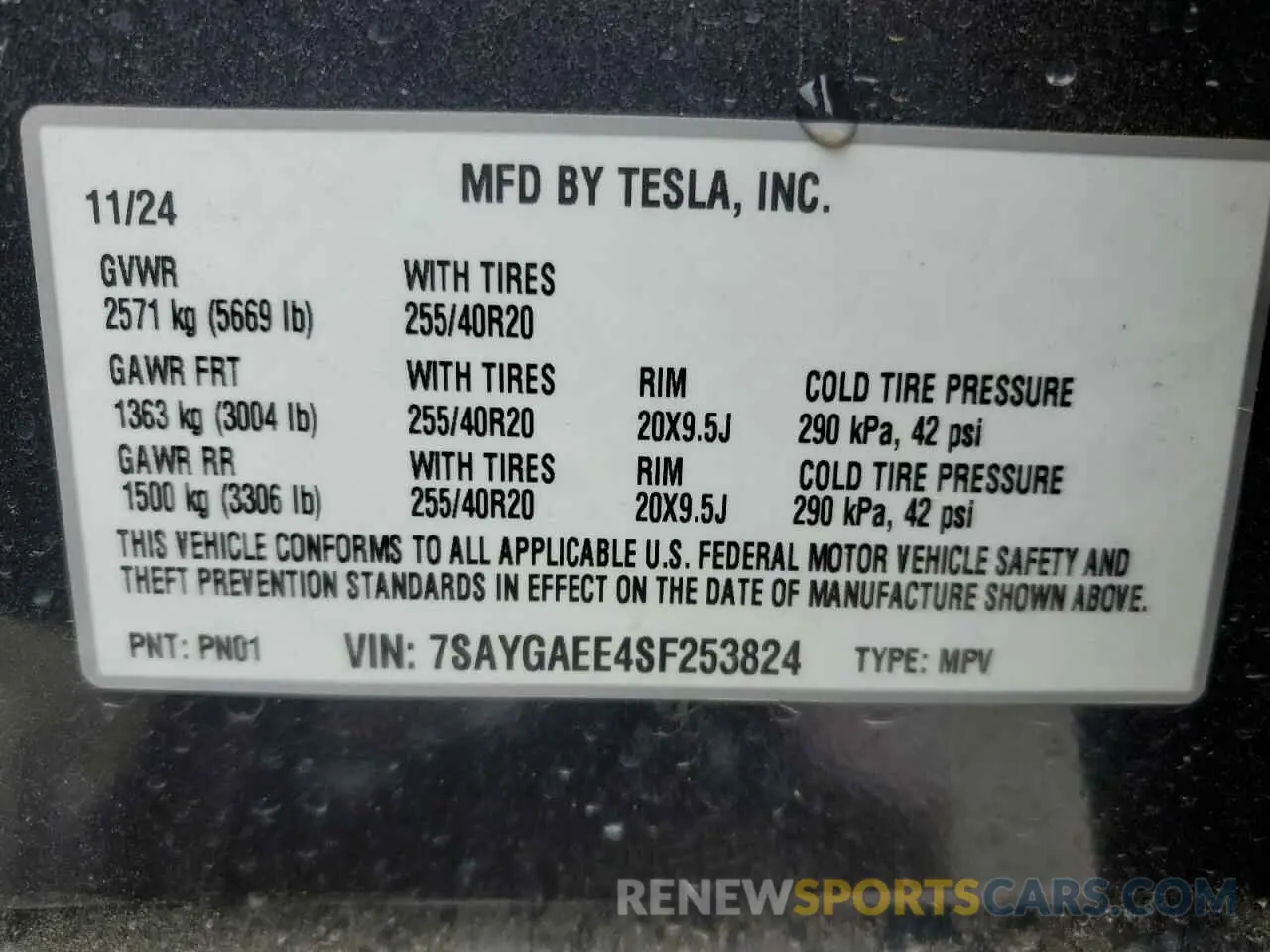 12 fotografías del automóvil dañado 7SAYGAEE4SF253824 TESLA MODEL Y 2025