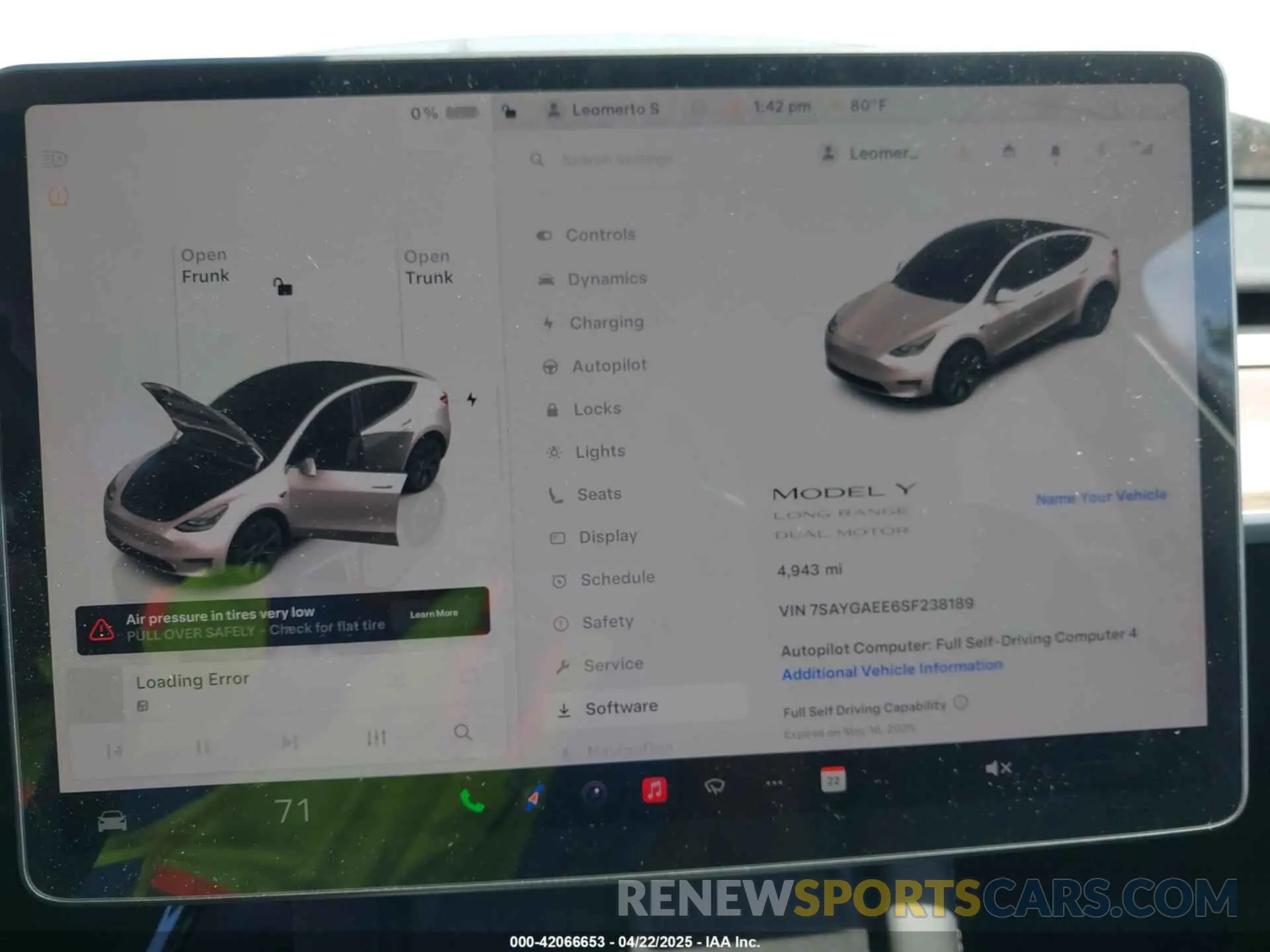 7 fotografías del automóvil dañado 7SAYGAEE6SF238189 TESLA MODEL Y 2025