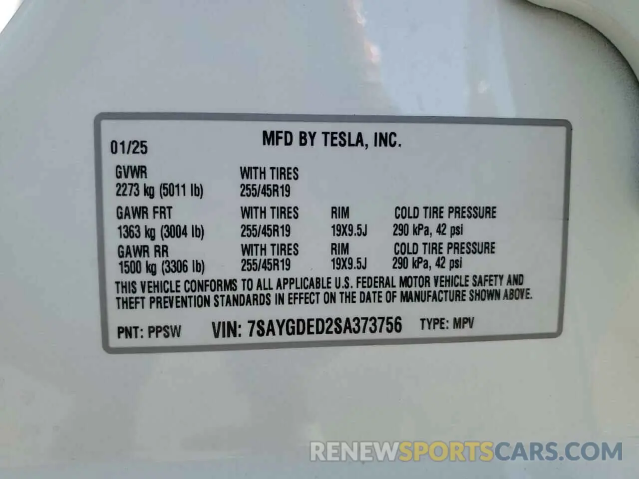 14 fotografías del automóvil dañado 7SAYGDED2SA373756 TESLA MODEL Y 2025