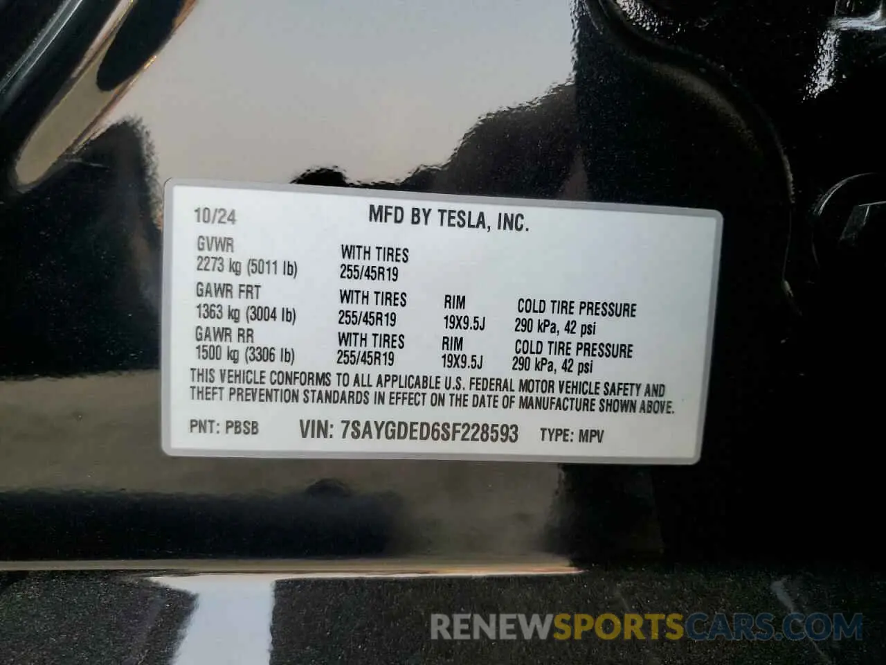 15 fotografías del automóvil dañado 7SAYGDED6SF228593 TESLA MODEL Y 2025