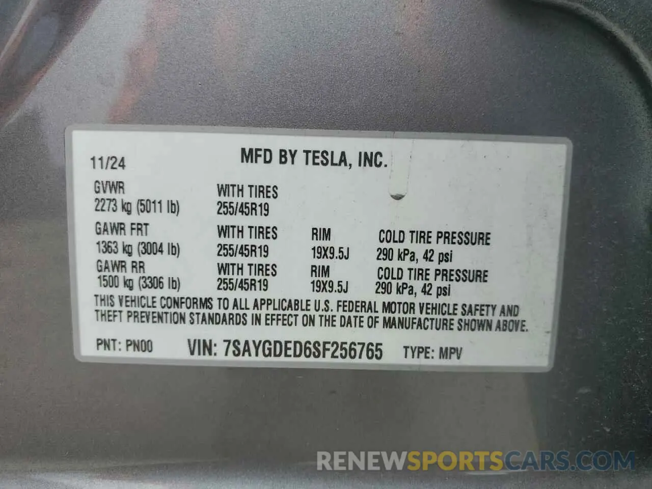 14 fotografías del automóvil dañado 7SAYGDED6SF256765 TESLA MODEL Y 2025
