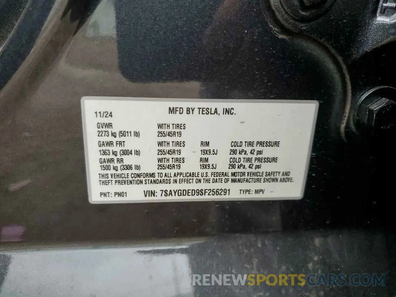 16 fotografías del automóvil dañado 7SAYGDED9SF256291 TESLA MODEL Y 2025