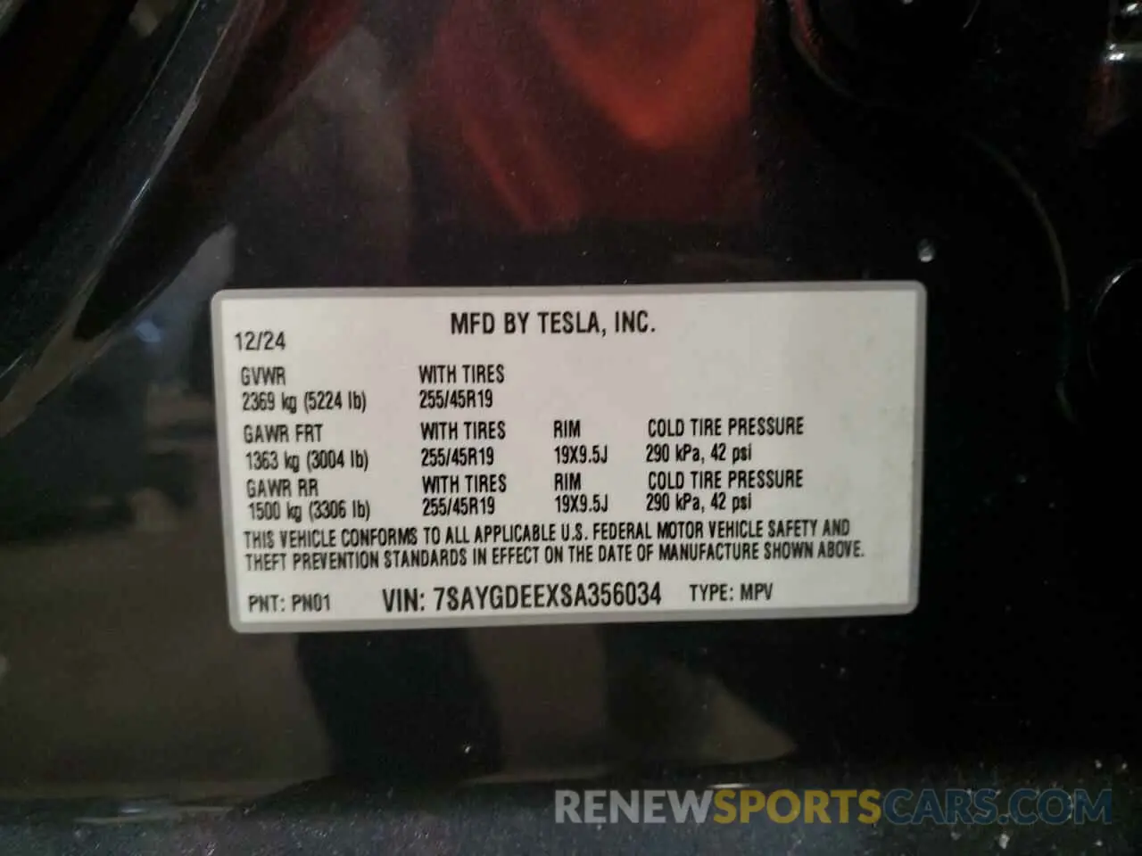13 fotografías del automóvil dañado 7SAYGDEEXSA356034 TESLA MODEL Y 2025