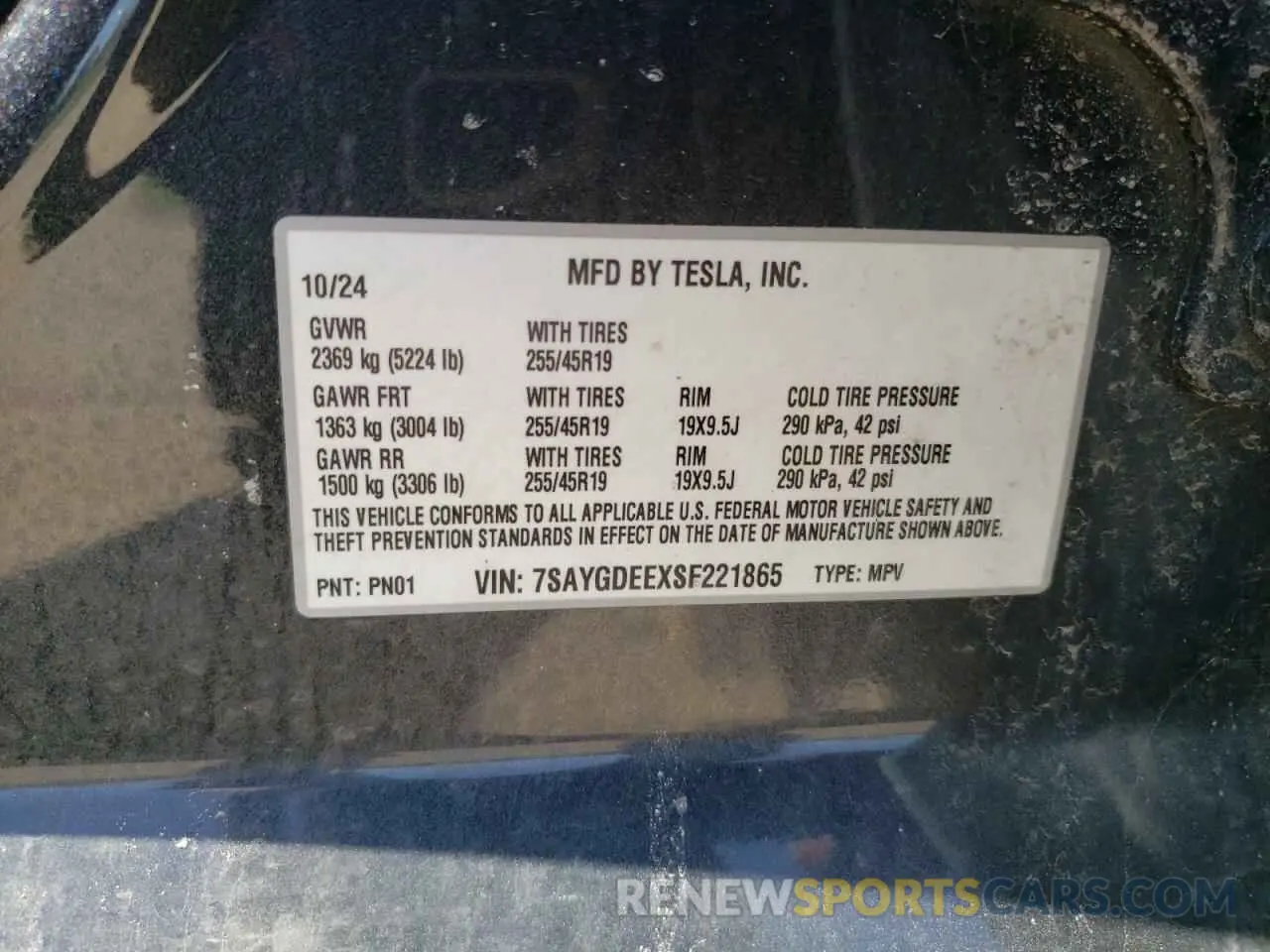 14 fotografías del automóvil dañado 7SAYGDEEXSF221865 TESLA MODEL Y 2025