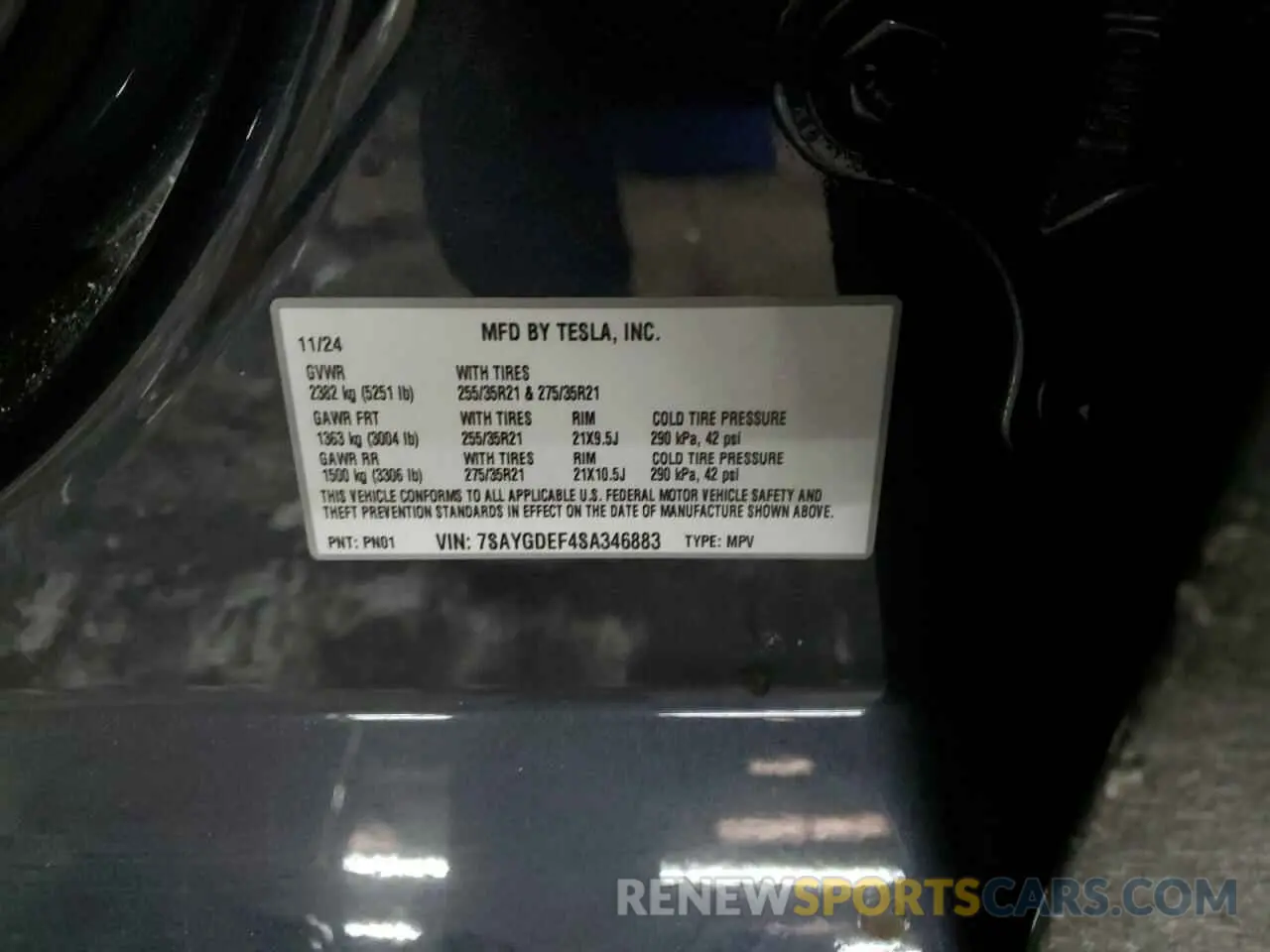 12 fotografías del automóvil dañado 7SAYGDEF4SA346883 TESLA MODEL Y 2025