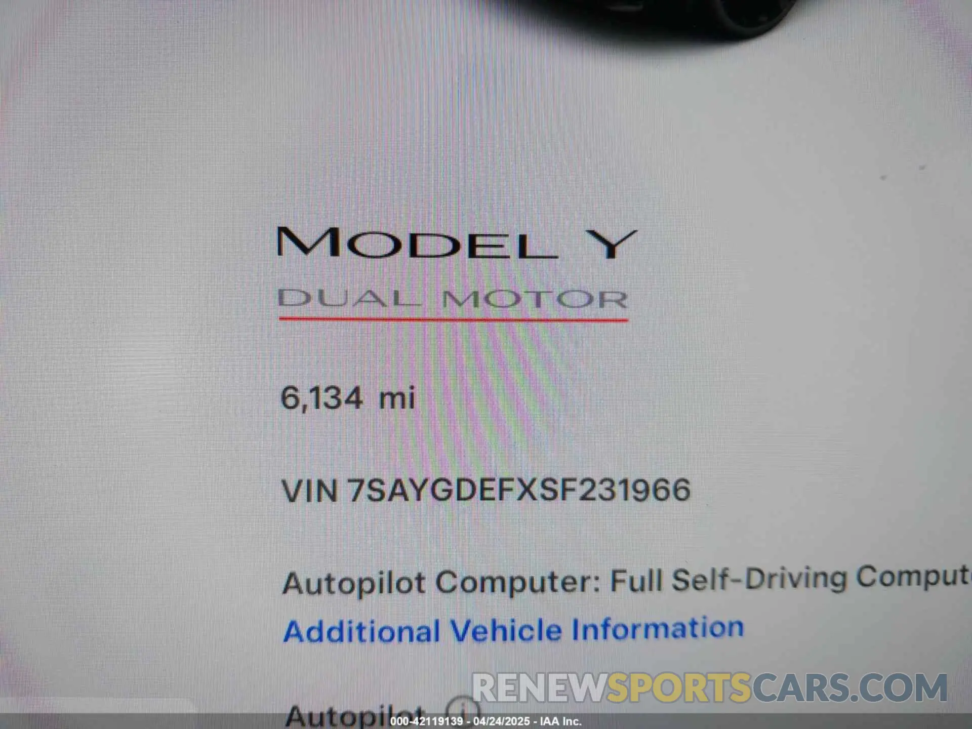 16 fotografías del automóvil dañado 7SAYGDEFXSF231966 TESLA MODEL Y 2025