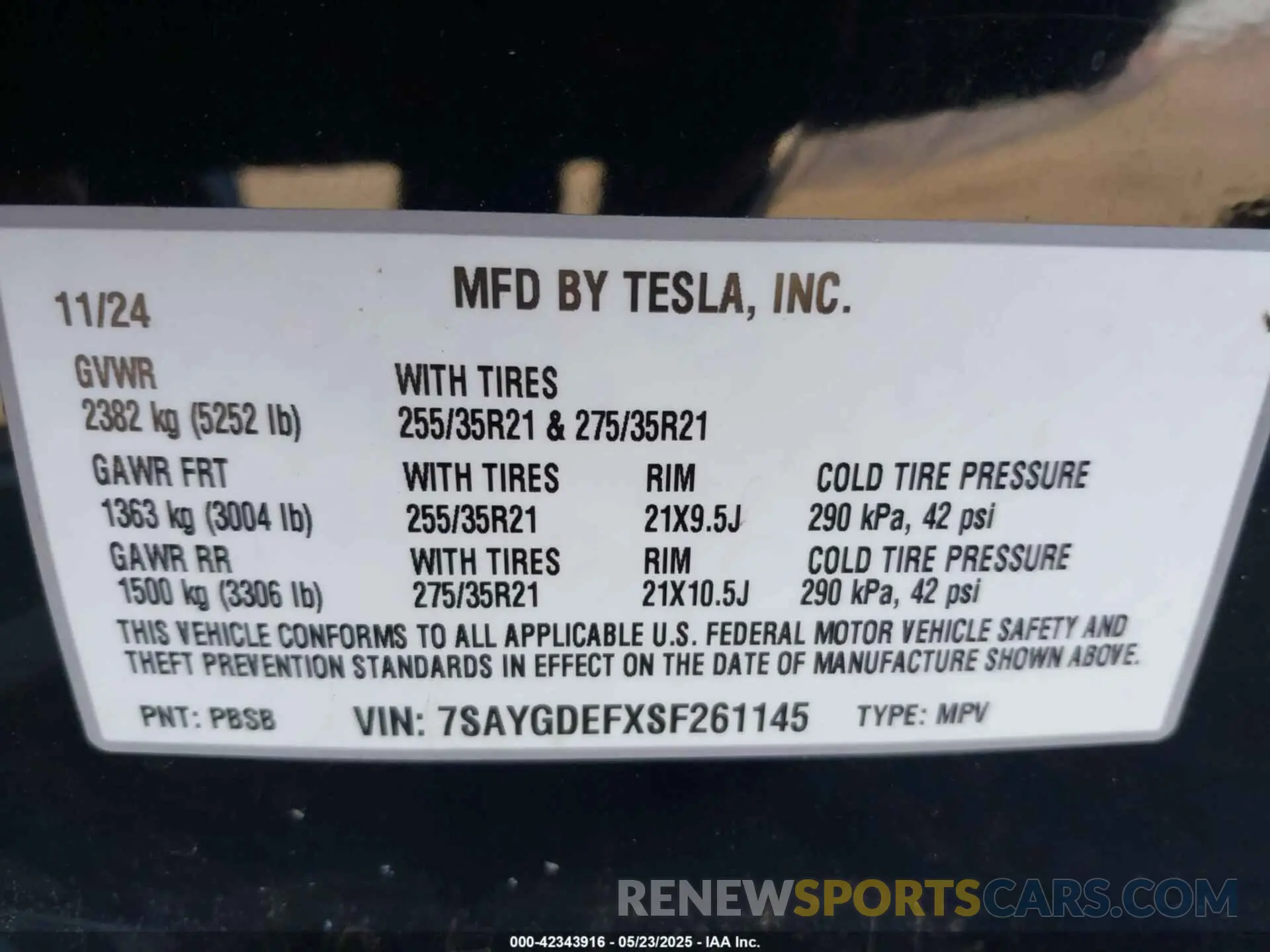 9 fotografías del automóvil dañado 7SAYGDEFXSF261145 TESLA MODEL Y 2025