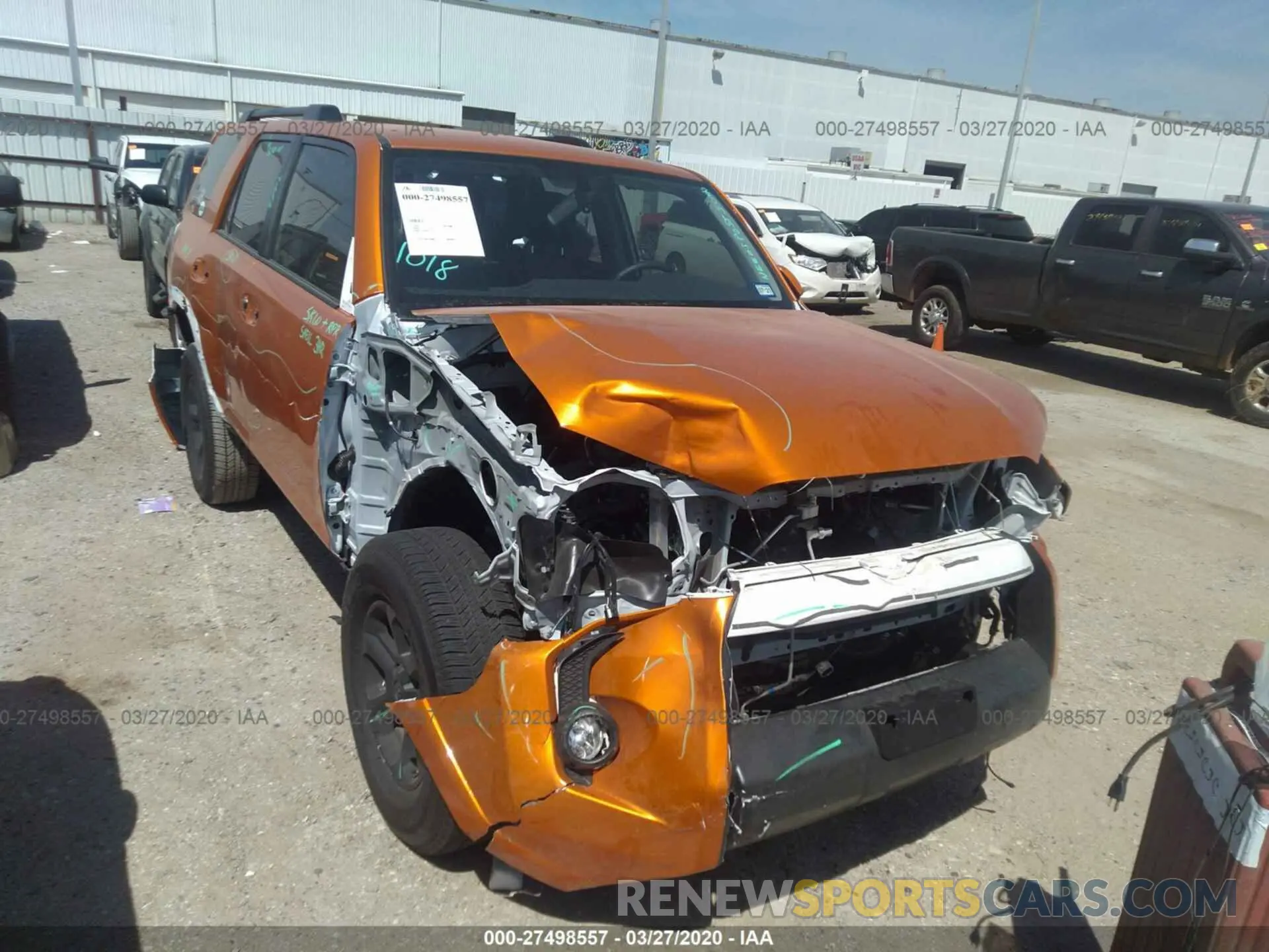 1 fotografías del automóvil dañado JTEBU5JR5K5652217 TOYOTA 4RUNNER 2019