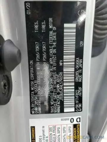 13 fotografías del automóvil dañado JTEBU5JR4L5796598 TOYOTA 4RUNNER 2020