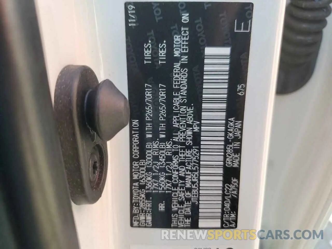 14 fotografías del automóvil dañado JTEBU5JR5L5775291 TOYOTA 4RUNNER 2020