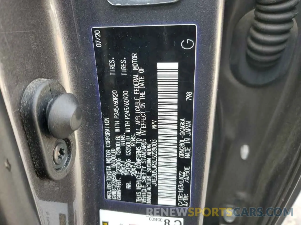13 fotografías del automóvil dañado JTEZU5JR3L5228003 TOYOTA 4RUNNER 2020