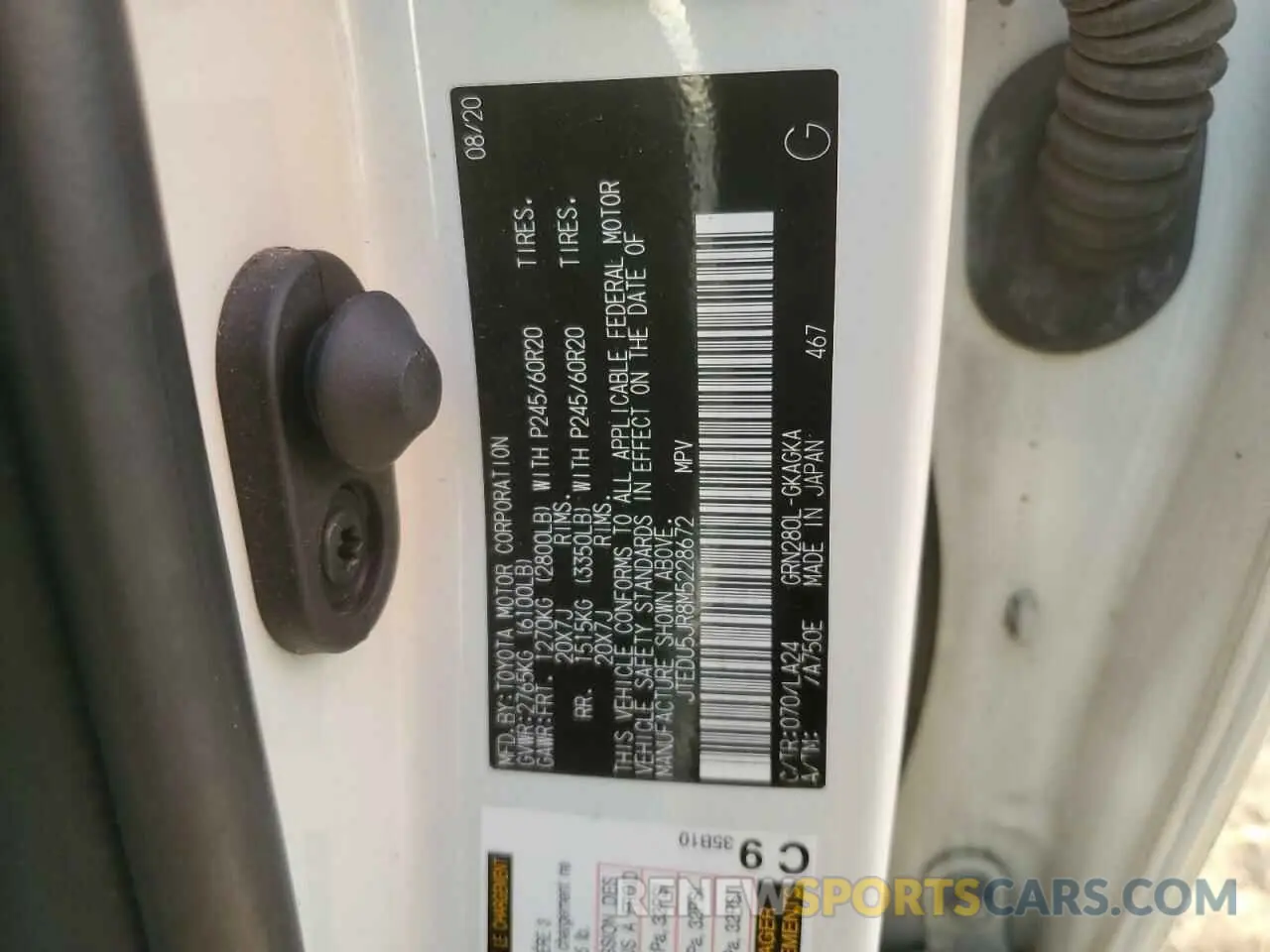 13 fotografías del automóvil dañado JTEDU5JR8M5228672 TOYOTA 4RUNNER 2021