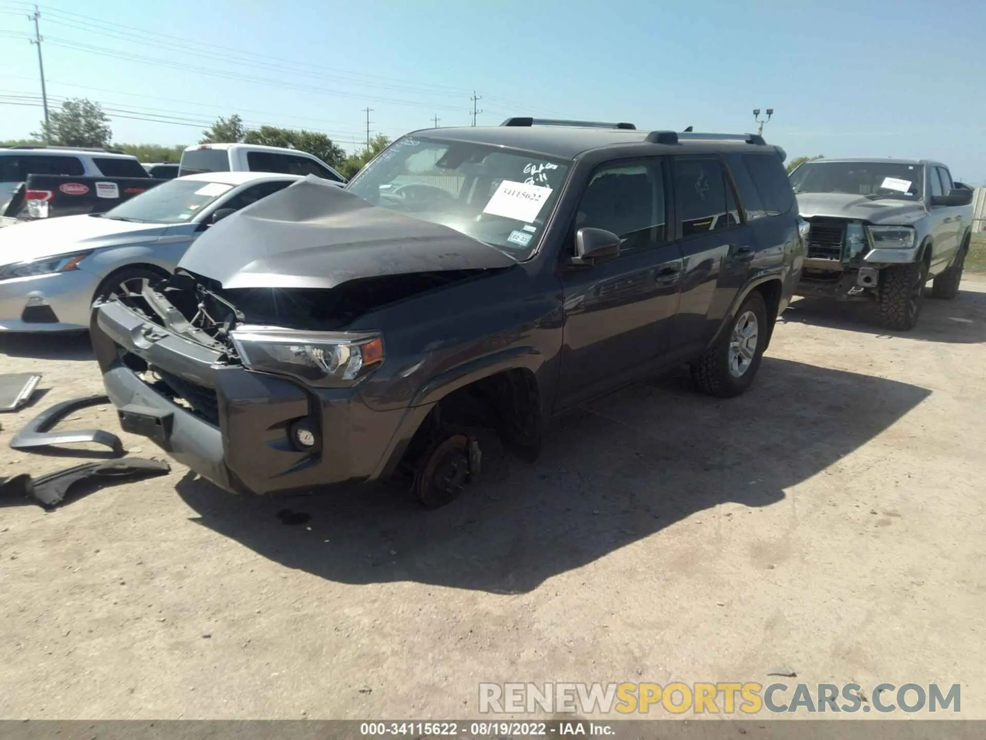 2 fotografías del automóvil dañado JTEEU5JR5M5240170 TOYOTA 4RUNNER 2021