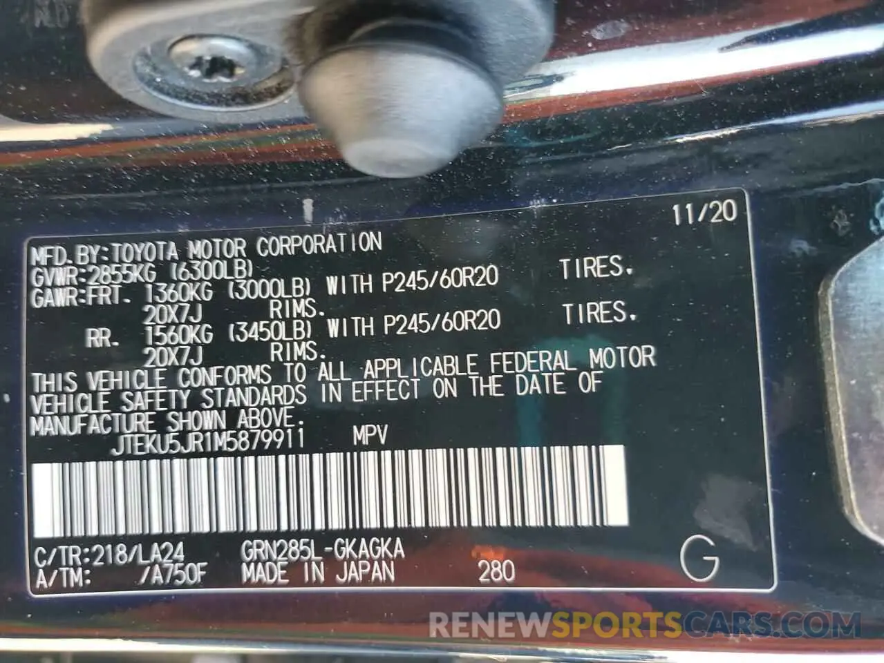14 fotografías del automóvil dañado JTEKU5JR1M5879911 TOYOTA 4RUNNER 2021