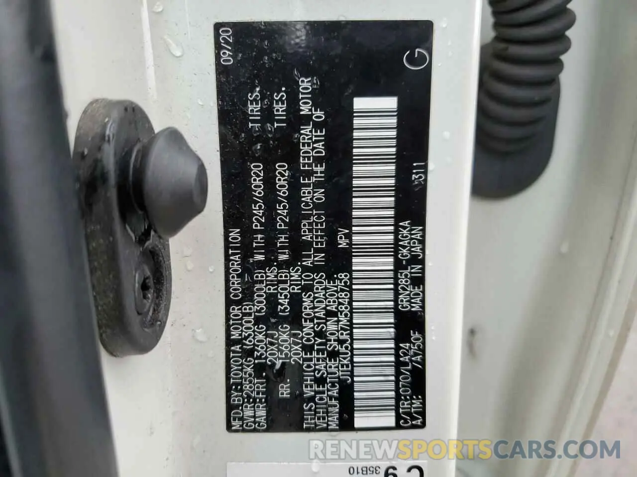 12 fotografías del automóvil dañado JTEKU5JR7M5848758 TOYOTA 4RUNNER 2021