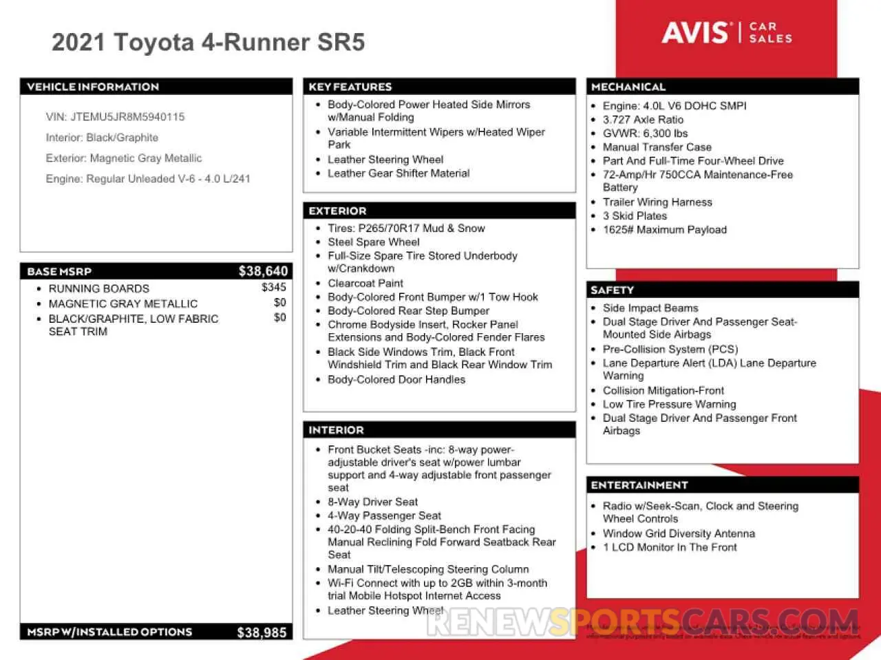 13 fotografías del automóvil dañado JTEMU5JR8M5940115 TOYOTA 4RUNNER 2021