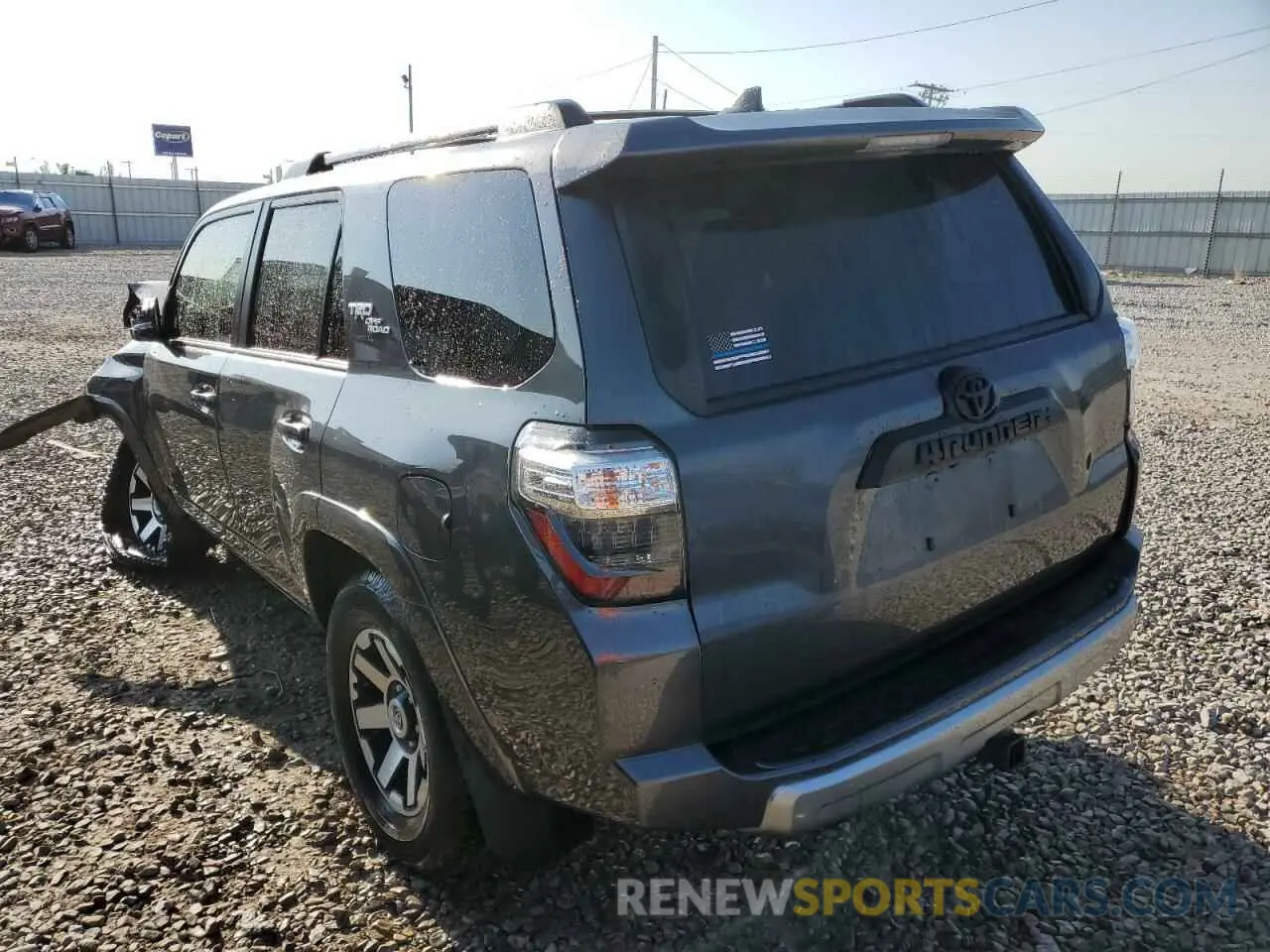 3 fotografías del automóvil dañado JTERU5JR4M5857299 TOYOTA 4RUNNER 2021