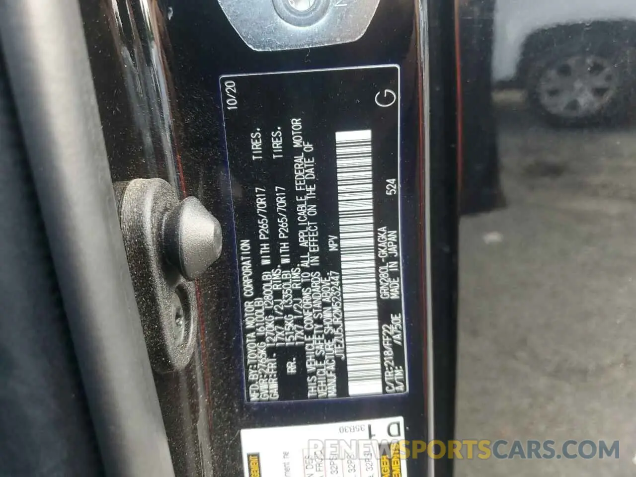 13 fotografías del automóvil dañado JTEZU5JR2M5232447 TOYOTA 4RUNNER 2021