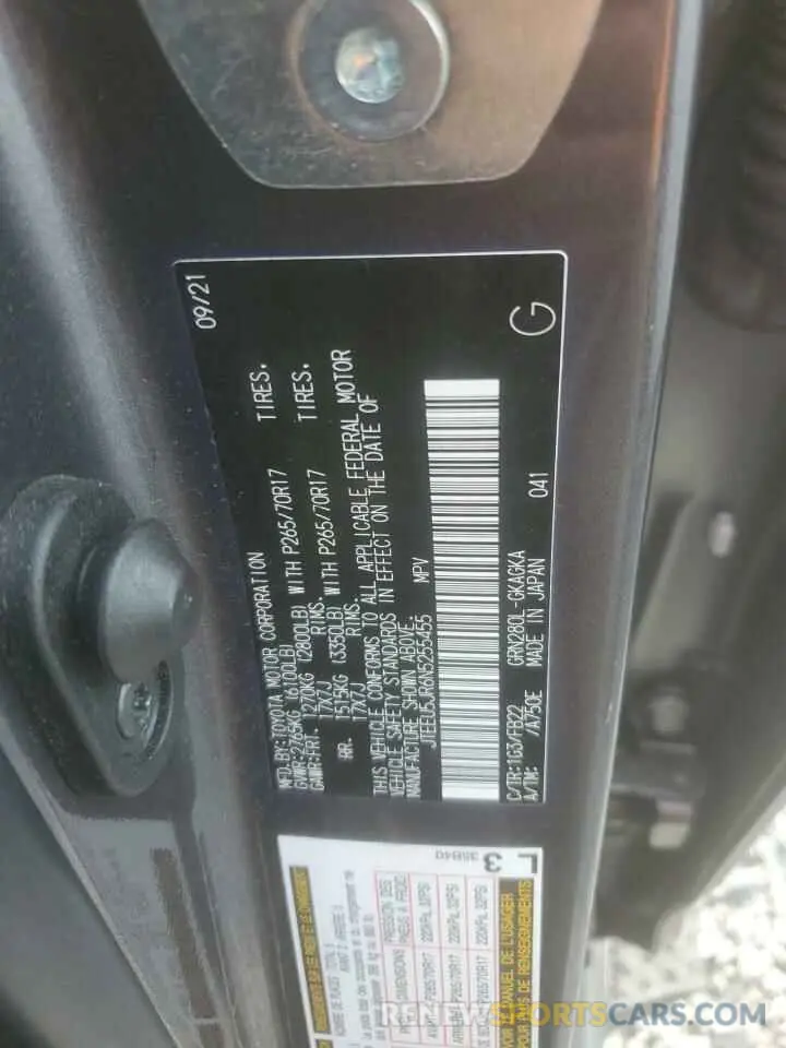 13 fotografías del automóvil dañado JTEEU5JR6N5255455 TOYOTA 4RUNNER 2022