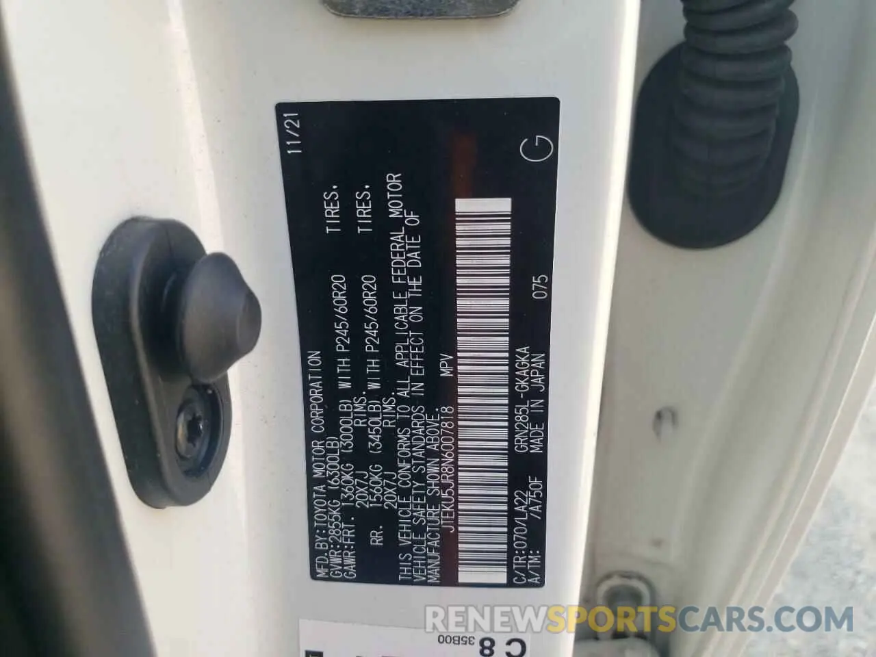 14 fotografías del automóvil dañado JTEKU5JR8N6007818 TOYOTA 4RUNNER 2022