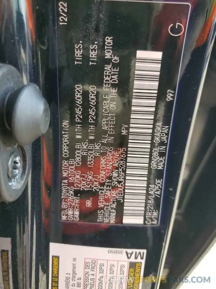 13 fotografías del automóvil dañado JTEDU5JR6P5287675 TOYOTA 4RUNNER 2023