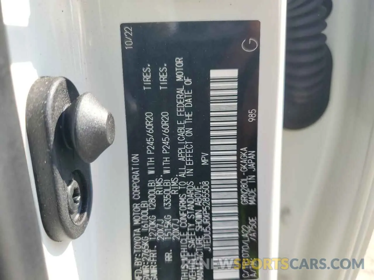 12 fotografías del automóvil dañado JTEDU5JRXP5285508 TOYOTA 4RUNNER 2023