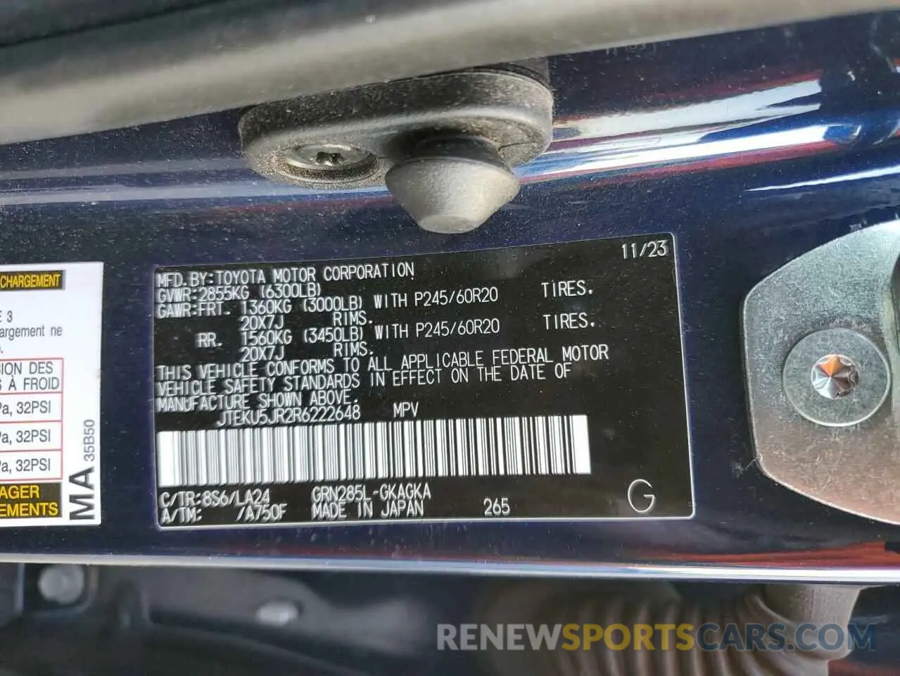 13 fotografías del automóvil dañado JTEKU5JR2R6222648 TOYOTA 4RUNNER 2024
