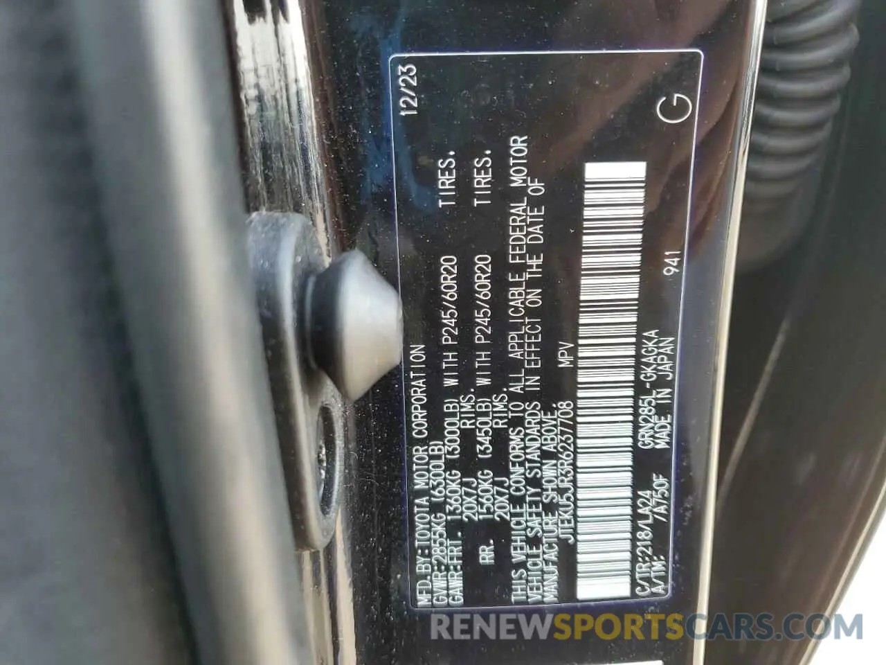 13 fotografías del automóvil dañado JTEKU5JR3R6237708 TOYOTA 4RUNNER 2024