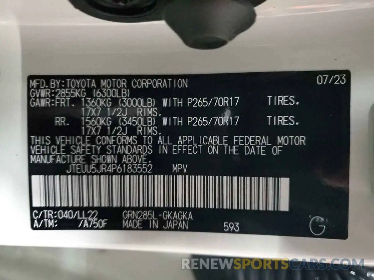 13 fotografías del automóvil dañado JTEUU5JR4P6183552 TOYOTA 4RUNNER 40 2023