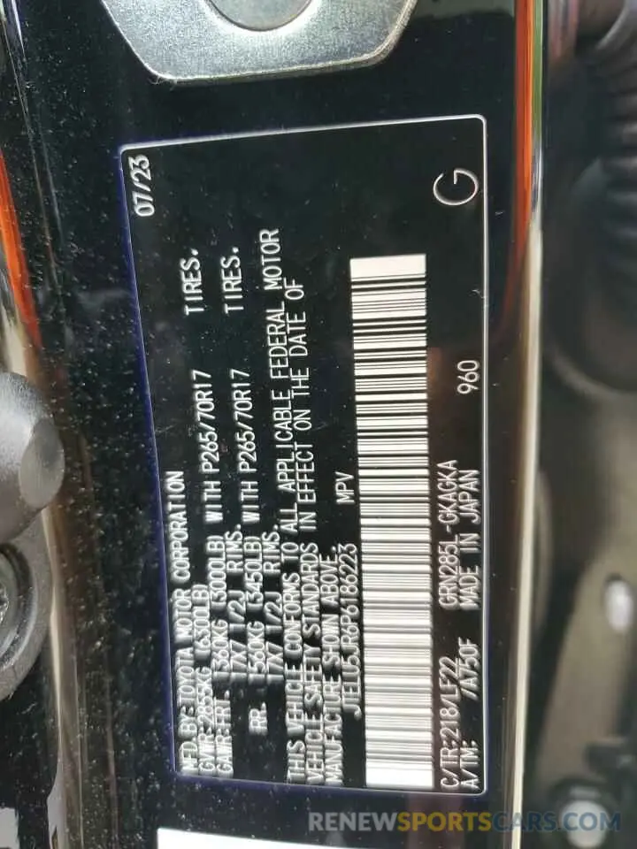 13 fotografías del automóvil dañado JTELU5JR6P6186223 TOYOTA 4RUNNER SE 2023