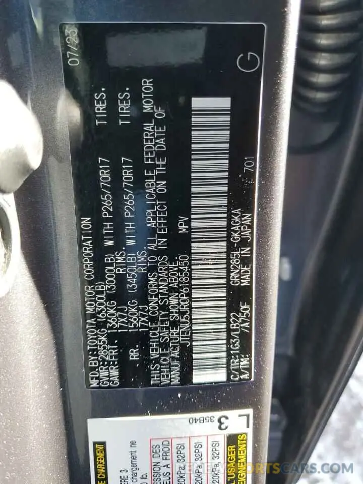 13 fotografías del automóvil dañado JTENU5JR0P6185450 TOYOTA 4RUNNER SE 2023