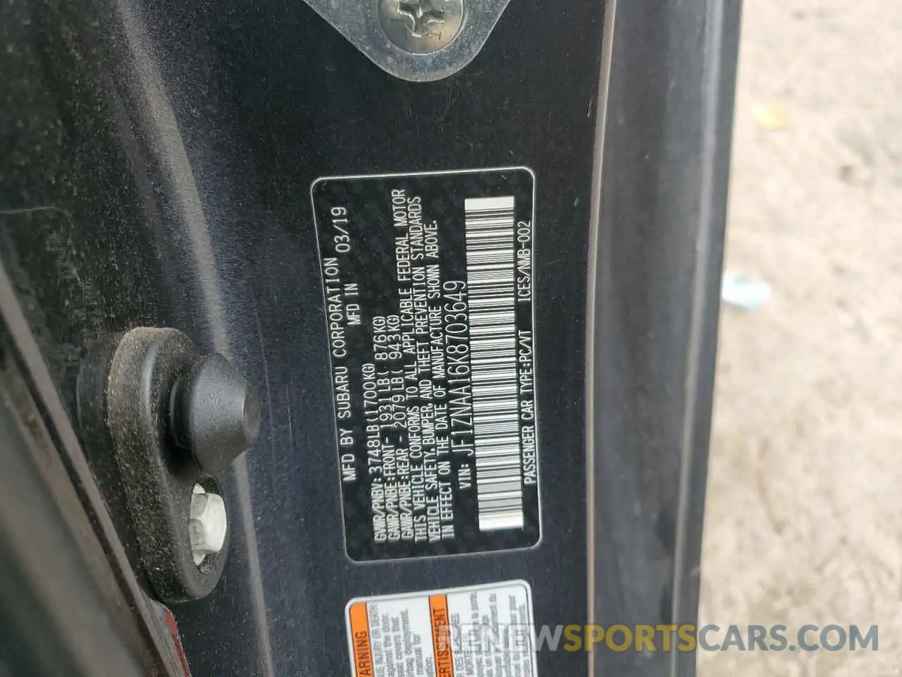 12 fotografías del automóvil dañado JF1ZNAA16K8703649 TOYOTA 86 2019