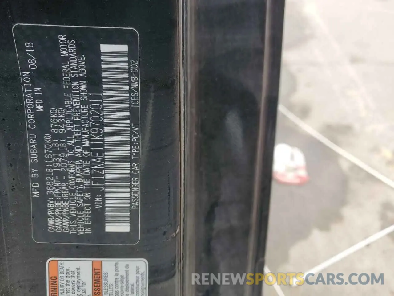12 fotografías del automóvil dañado JF1ZNAE11K9702011 TOYOTA 86 2019