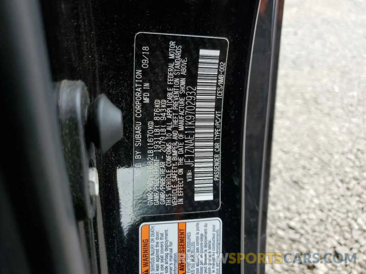 10 fotografías del automóvil dañado JF1ZNAE11K9702932 TOYOTA 86 2019