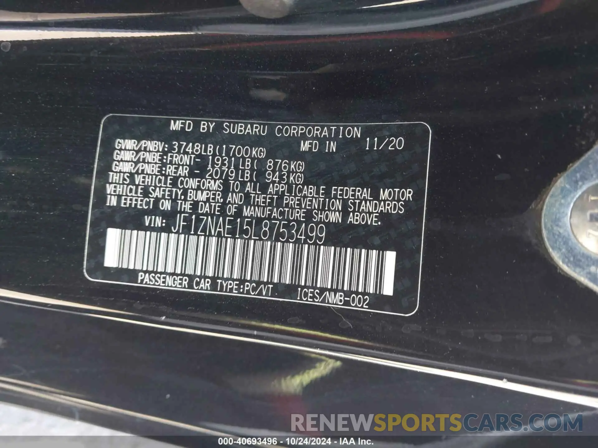 9 fotografías del automóvil dañado JF1ZNAE15L8753499 TOYOTA 86 2020