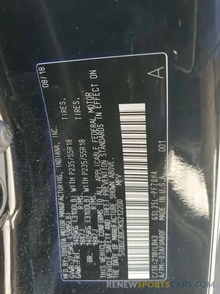 15 fotografías del automóvil dañado 5TDDZ3DC7KS212200 TOYOTA All Models 2019