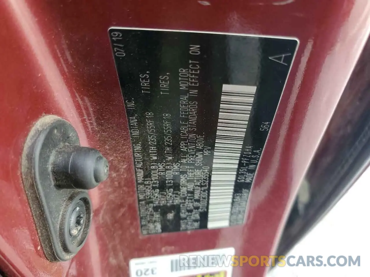 14 fotografías del automóvil dañado 5TDDZ3DC1LS235540 TOYOTA All Models 2020