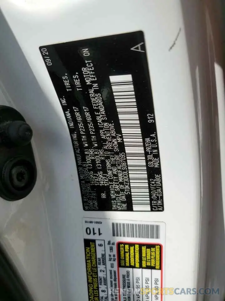 14 fotografías del automóvil dañado 5TDKZ3DC0LS087095 TOYOTA All Models 2020