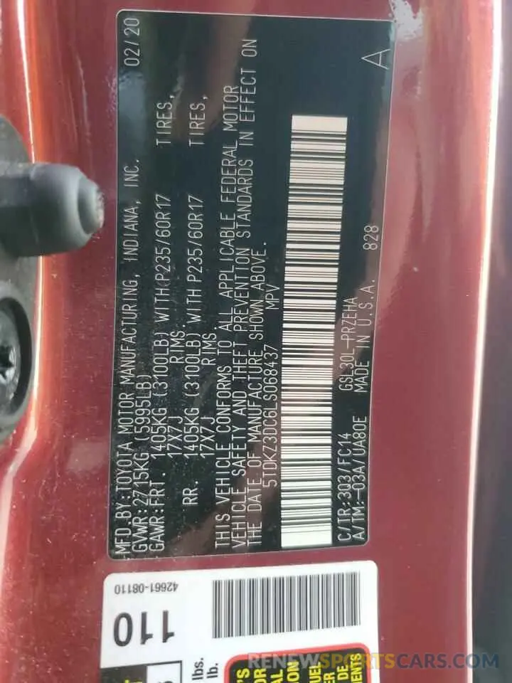 14 fotografías del automóvil dañado 5TDKZ3DC6LS068437 TOYOTA All Models 2020