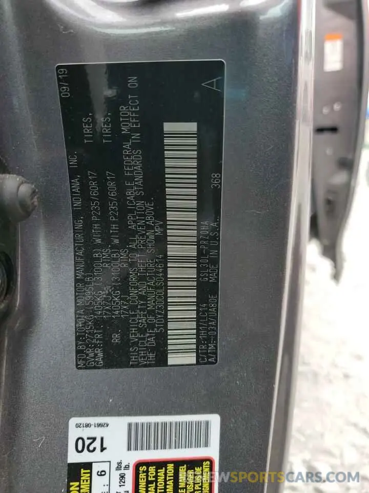 14 fotografías del automóvil dañado 5TDYZ3DC0LS044614 TOYOTA All Models 2020