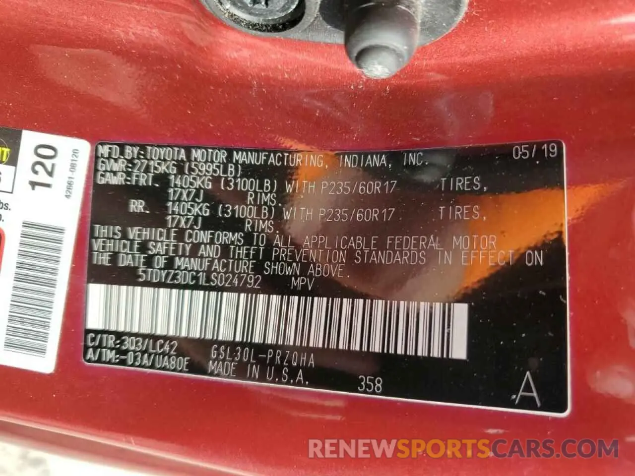 13 fotografías del automóvil dañado 5TDYZ3DC1LS024792 TOYOTA All Models 2020