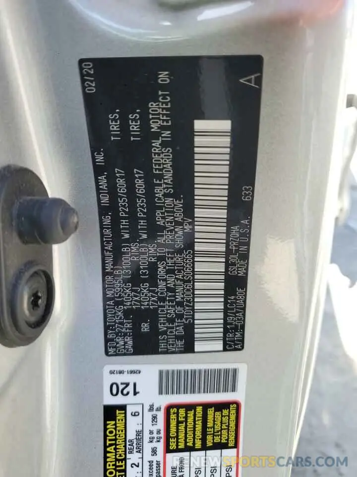 13 fotografías del automóvil dañado 5TDYZ3DC6LS066665 TOYOTA All Models 2020