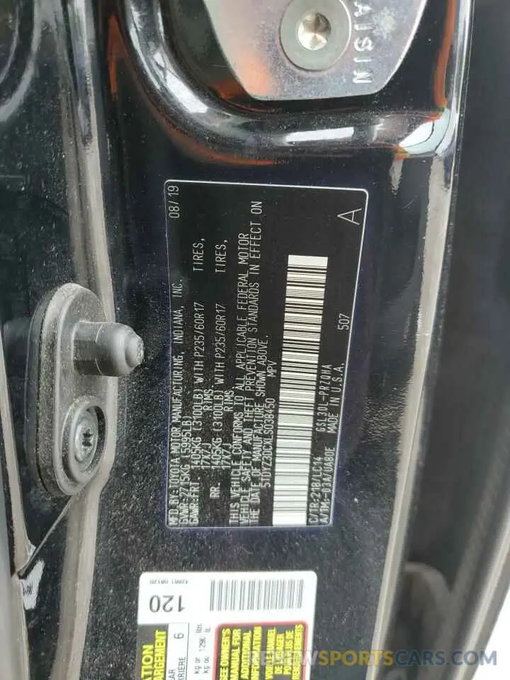 13 fotografías del automóvil dañado 5TDYZ3DCXLS038450 TOYOTA All Models 2020