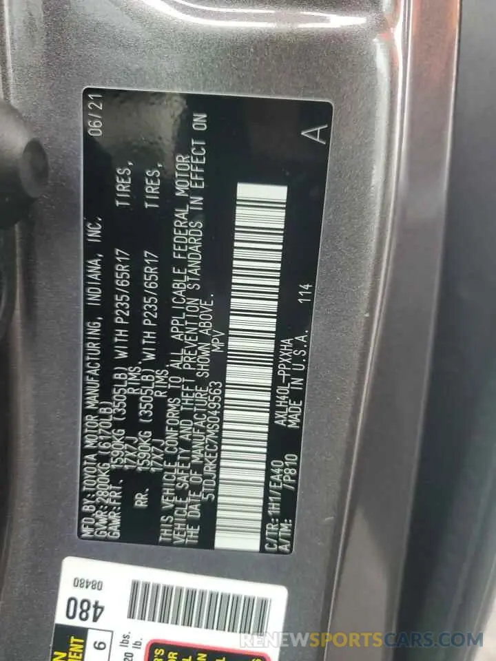 13 fotografías del automóvil dañado 5TDJRKEC7MS049563 TOYOTA All Models 2021