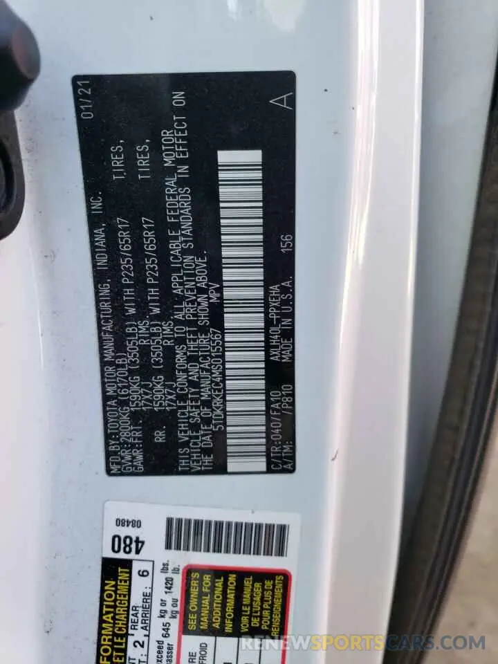13 fotografías del automóvil dañado 5TDKRKEC4MS015567 TOYOTA All Models 2021
